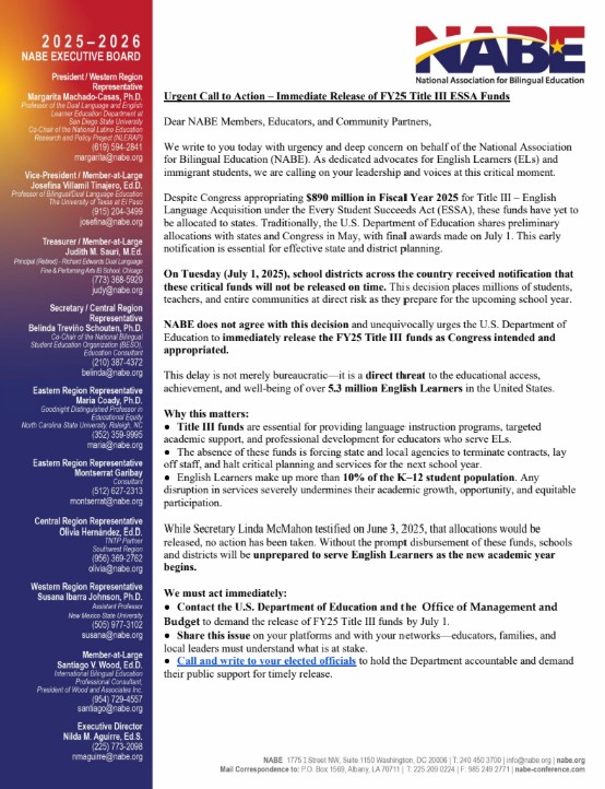 NABE TIII Call to Action